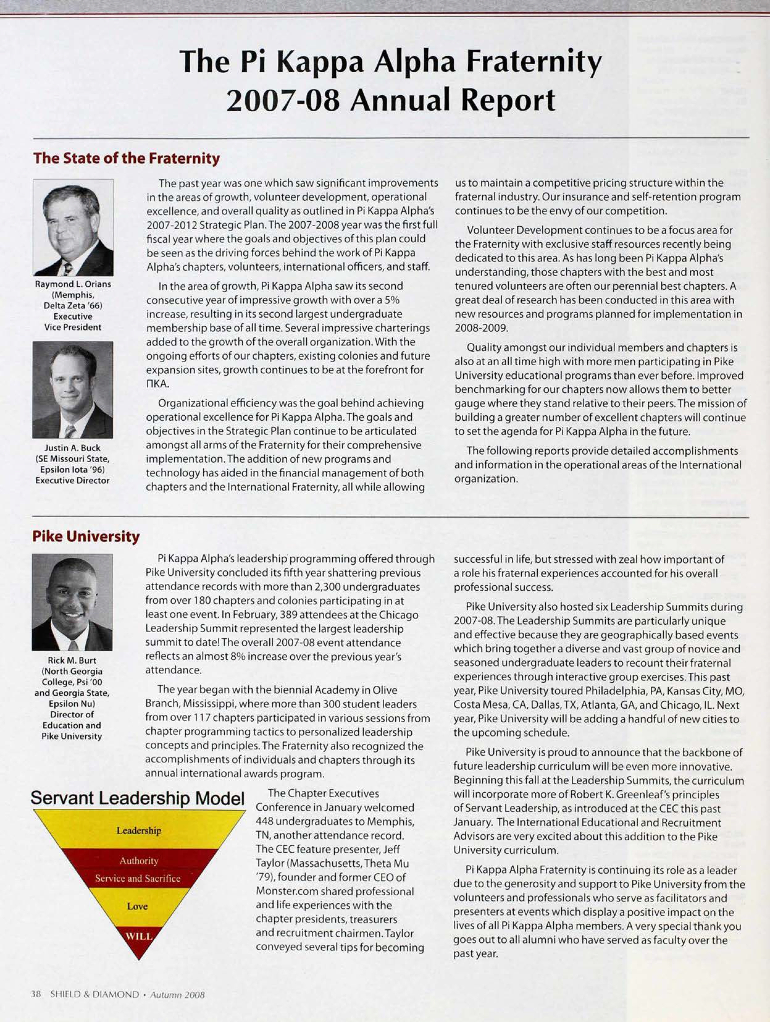 The Pi Kappa Alpha Fraternity 2007-08 Annual Report, Autumn 2008